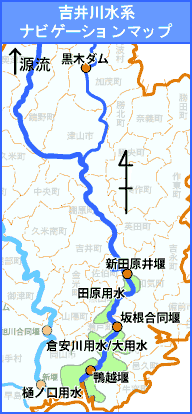 吉井川水系の農業用水利施設の位置図