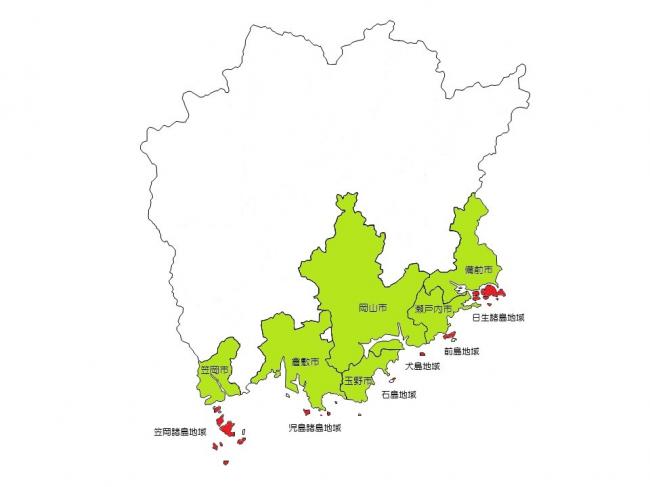 岡山県の離島地図