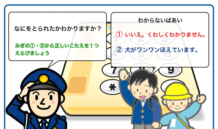 110番通報電話のこたえかた「とられた物の確認」