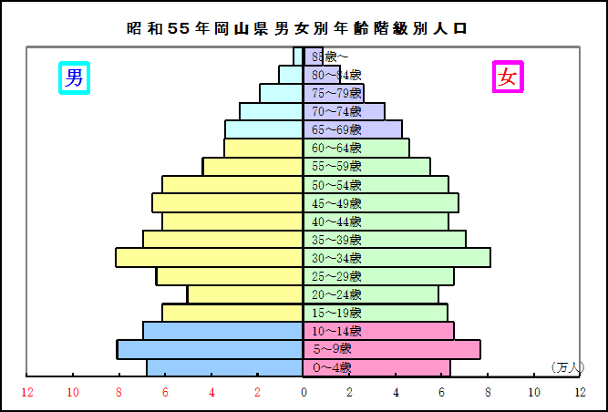 昭和５５年の人口ピラミッド
