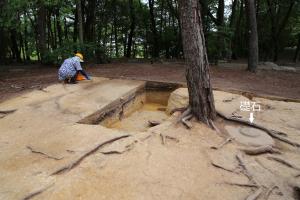 金堂中央部の土坑（南西から）