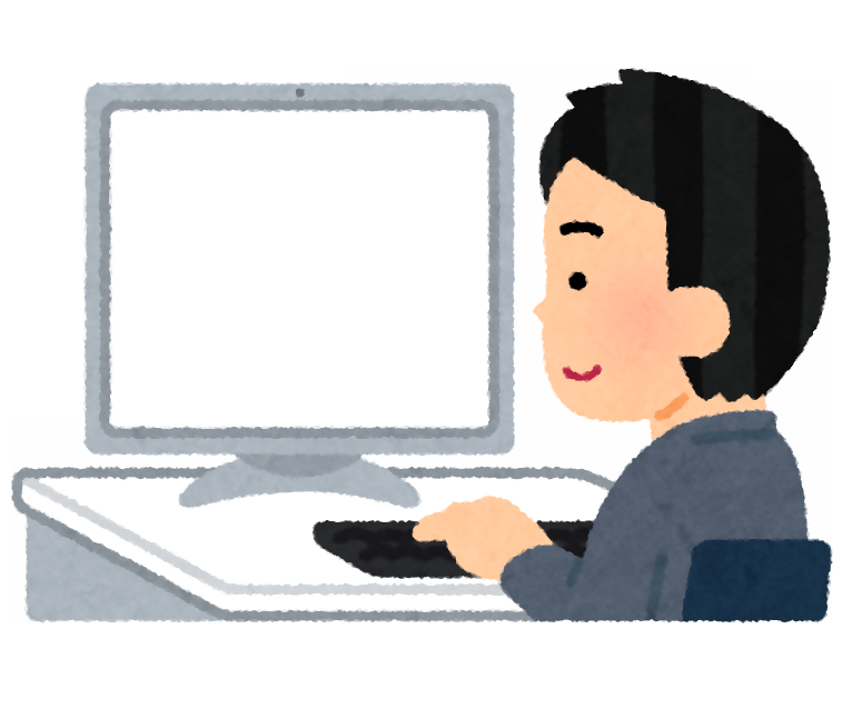 「パソコンで作業をしている男性」のアイコン
