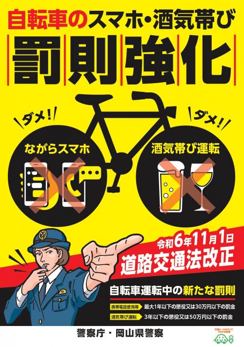 自転車の酒気帯び運転・ながらスマホは交通違反です！