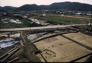 低水路調査区の発掘風景