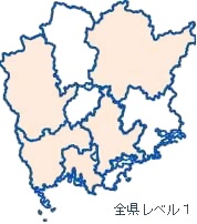 インフルエンザレベルマップ（全地域（備前・真庭除く）Lv1）