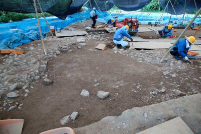 土で埋まった古墳時代の皿川の流路の様子