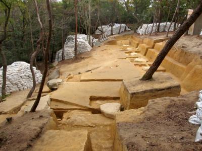 礎石建物６の発掘調査現場風景