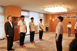 第12回ワールドゲームズ男子金メダル獲得 平林金属男子ソフトボール部表敬訪問