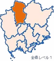 感染性胃腸炎レベルマップ(真庭Lv3,その他Lv1)