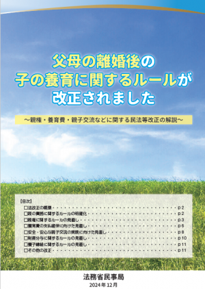 法務省パンフレット「親権・養育費・親子交流などに関する民法等改正の解説」