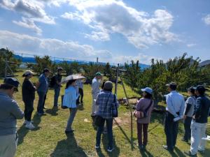 水田転換圃場の視察の様子を撮影した写真です