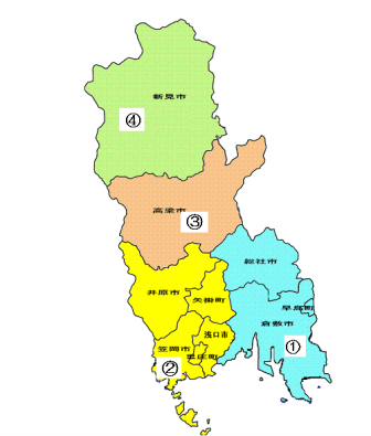 倉敷児童相談所管内の地図です