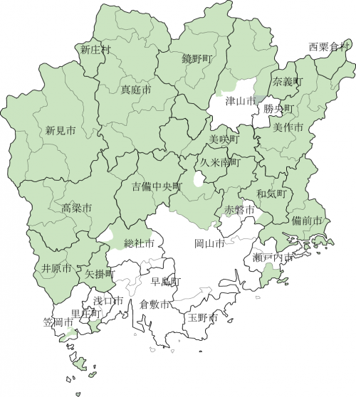 岡山県の中山間地域の図