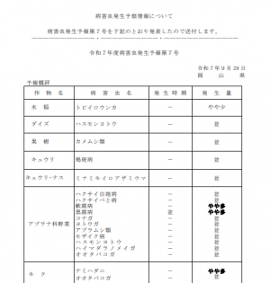 病害虫発生予報第7号