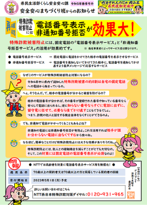 固定電話の電話番号表示・非通知番号拒否で被害防止！