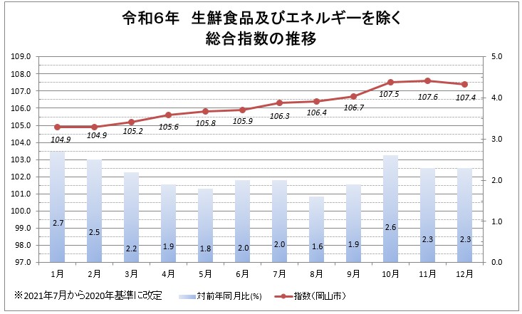令和6年 生鮮食品及びエネルギーを除く総合指数